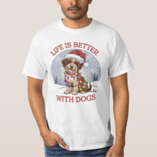 Camiseta Alegria de Cachorro de Natal: Um Vetor Festivo Grá