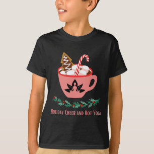 Camiseta Alegria de Feriado e Ioga Quente Natal Engraçado F