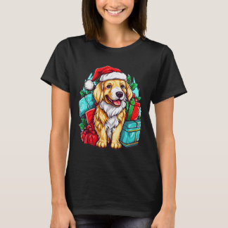 Camiseta Alegria de Natal com Ouros-retristas Cão Festivo L