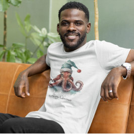 Camiseta Alegria de Natal de Octopus, personalizada