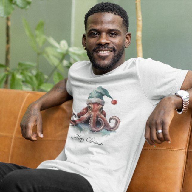 Camiseta Alegria de Natal de Octopus, personalizada (Criador carregado)