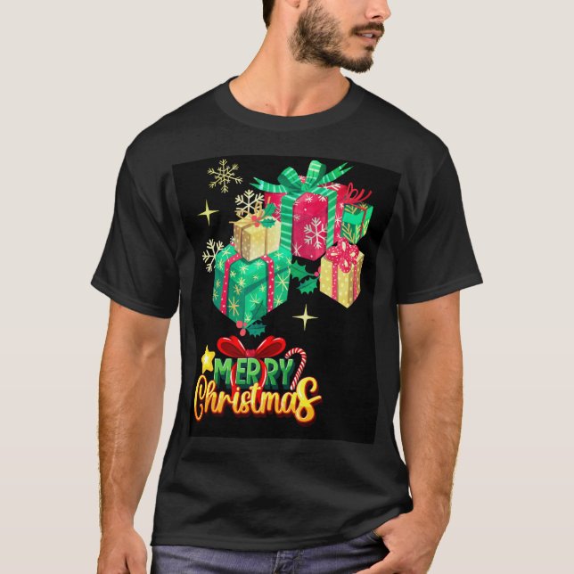Camiseta Alegria de Natal Festiva: Presentes Vibrantes e Ch (Frente)