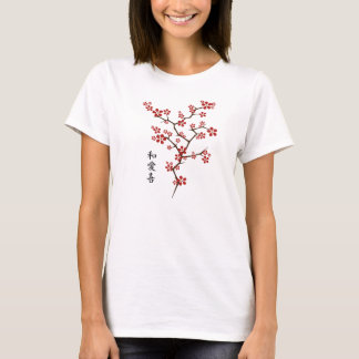 Camiseta Alegria do amor da paz das FLORES DE CEREJEIRA