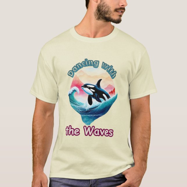 Camiseta Alegria do Oceano: Órca Assassina em Aqua Splash (Frente)