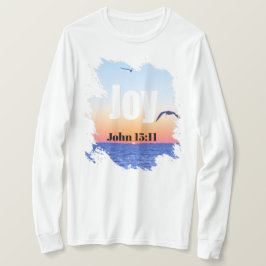 Camiseta Alegria Escritura Pôr do Sol Radiante Sobre a Água