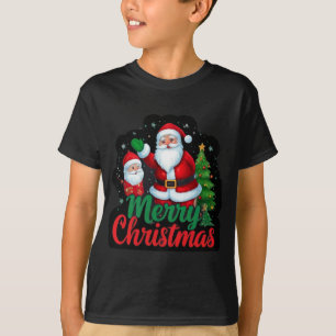 Camiseta "Alegria Festiva" Árvore de Natal Feliz e Desenho 