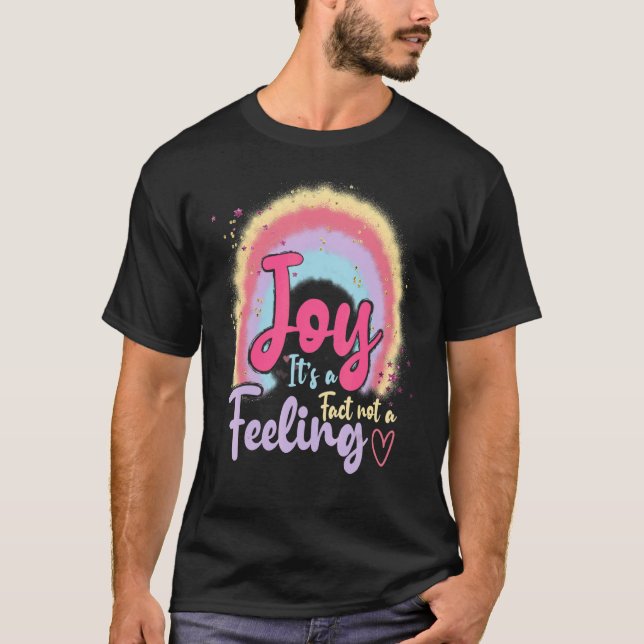 Camiseta Alegria Não é um sentimento inspirador Boho Rainb (Frente)