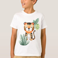Alegria Selva: Feliz Tigre Crianças Camisa-T
