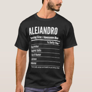 Camiseta Alejandro Fatos Nutricionais Servindo Calorias de 
