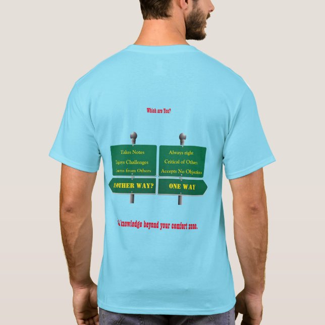 Camiseta Além da sua zona de conforto Humor T-Shirt Uni-Sex (Verso)