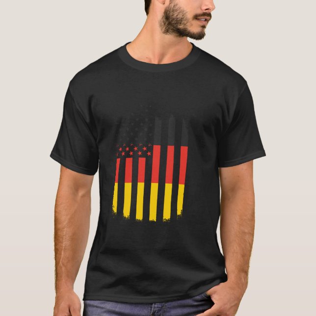 Camiseta Alemanha e América Bandeira Alemã-Americana (Frente)