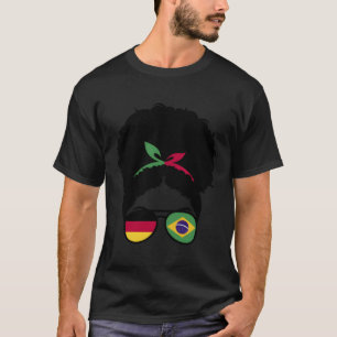 Camiseta Alemanha E Brasil Misturam Meia Cabelo Afro Ger Me