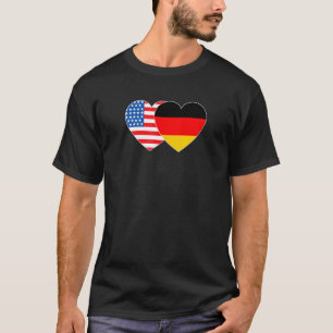 Camiseta Alemanha e USA Flag Twin Heart para alemão Ame