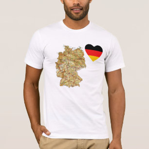 Camiseta Alemanha Flag Heart and Map T-Shirt