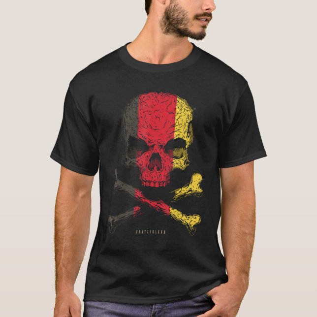 Camiseta Alemanha Flag Skull Crossbones (Frente)