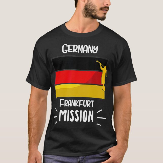 Camiseta Alemanha Frankfurt Mormon LDS Missão Missionária (Frente)