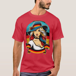 Camiseta Alemanha Moça Alemanha Bandeira das Mulheres Germe