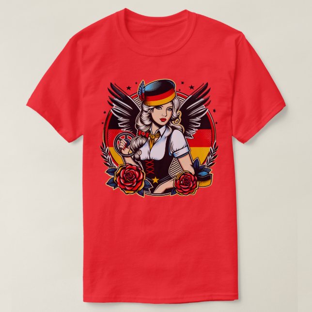Camiseta Alemanha Moça Alemanha Bandeira das Mulheres Germe (Frente do Design)
