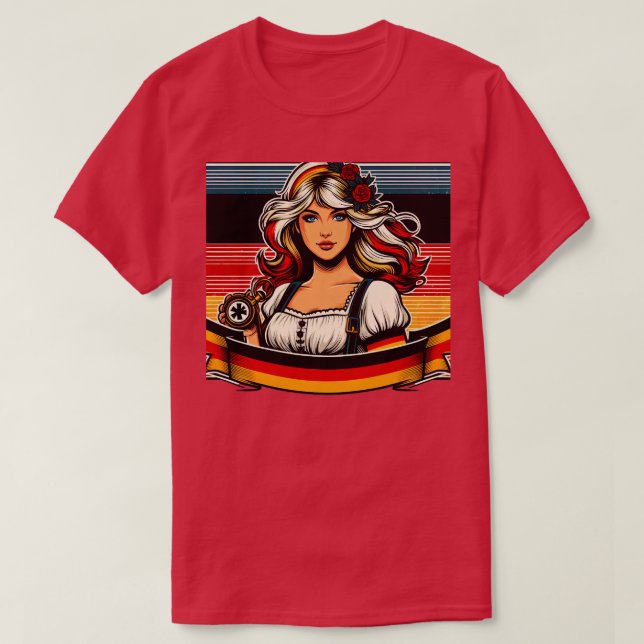 Camiseta Alemanha Moça Alemanha Bandeira das Mulheres Germe (Frente do Design)