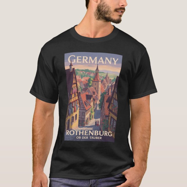 Camiseta Alemanha Rothenburg ob der Tauber Ilustração Arte (Frente)