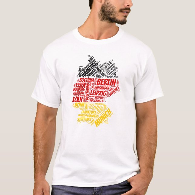 Camiseta Alemanha Sinalizador com Nomes de Cidade Arte Word (Frente)