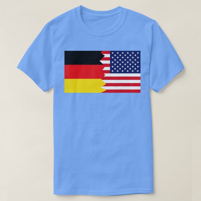 Camiseta Alemão-Americano Half Germany Half America Flag (Frente do Design)