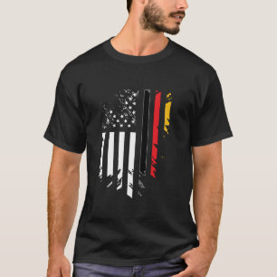 Camiseta Alemão Raízes Americanas Cresceu Alemanha EUA Flag