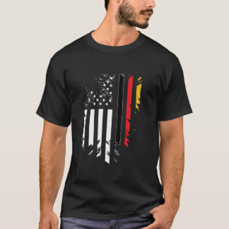 Camiseta Alemão Raízes Americanas Cresceu Alemanha EUA Flag