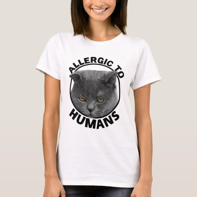 Camiseta Alergia A Gatos Gato Engraçado (Frente)