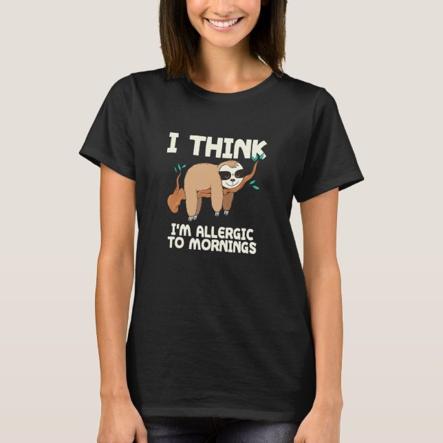 Camiseta Alergia Às Manhãs Sloth Lazy Sloth Night Shift (Frente)