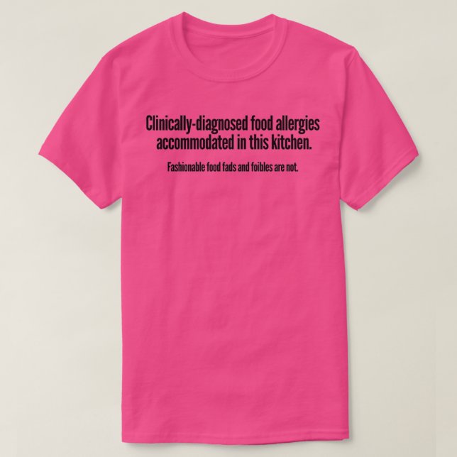 Camiseta Alergias comidas (Frente do Design)