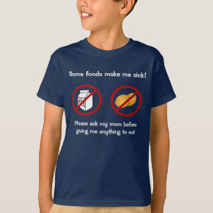 Camiseta Alergias de comida dos miúdos nenhum leite nenhun