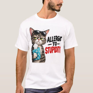 Camiseta Alergico à estupidez gato