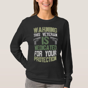 Camiseta Alerta Contra o Combate de Armas de Soldado Vetera