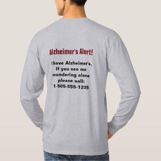 Camiseta Alerta de Alzheimer com número de telefone persona