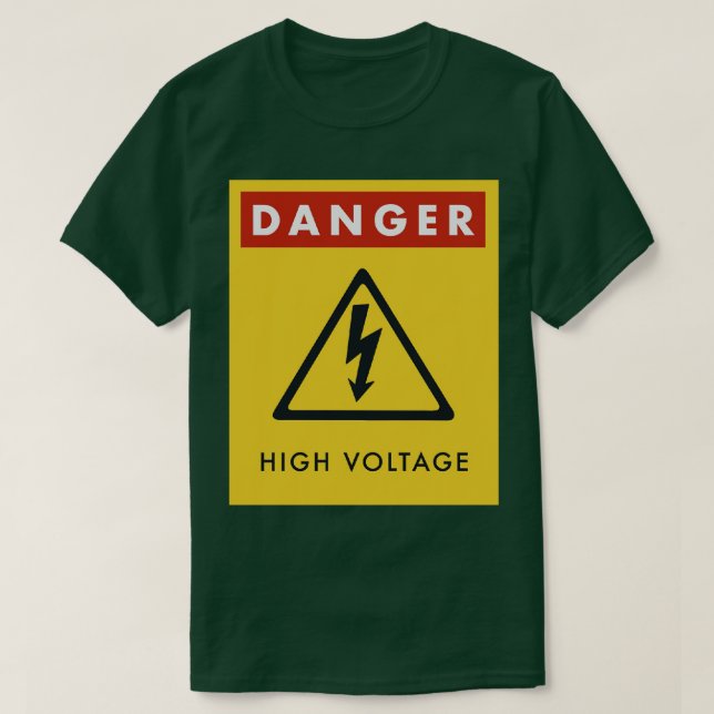 Camiseta Alerta de Perigo de Sinal de Alta Tensão (Frente do Design)