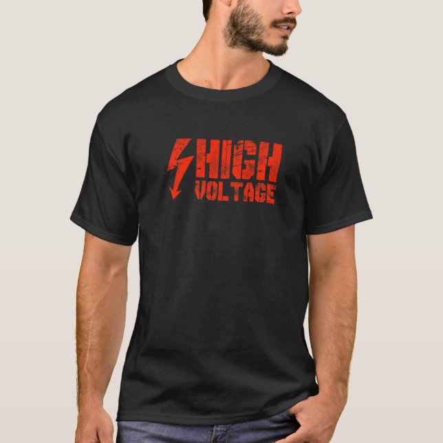 Camiseta Alerta de Perigo Eletricidade de Alta Tensão Hello (Frente)