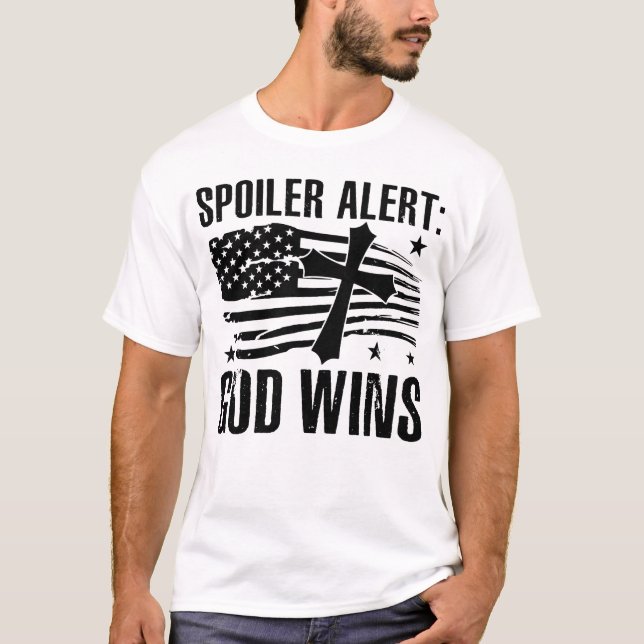 Camiseta Alerta de Spoiler que Deus ganha (Frente)