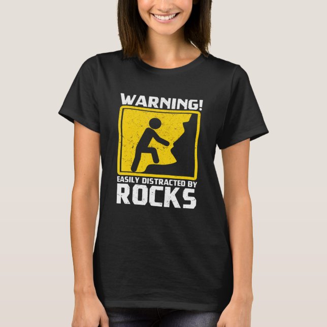 Camiseta Alerta Facilmente Distraído Por Rocks Earth Geolog (Frente)