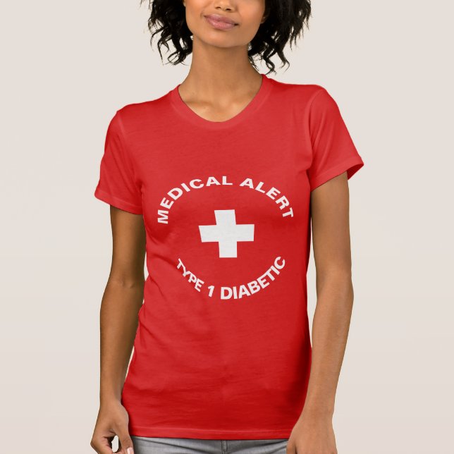 Camiseta Alerta Médico Personalizado Vermelho Diabético (Frente)