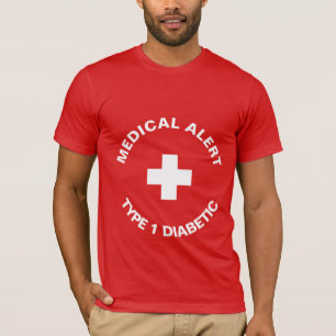 Camiseta Alerta Médico Personalizado Vermelho Diabético