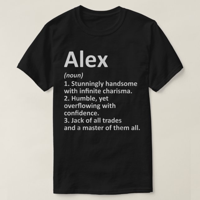 Camiseta ALEX Definição Nome Personalizado Funny Birthday G (Frente do Design)