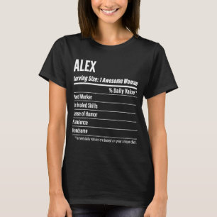 Camiseta Alex Nutritional Facts Servindo Calorias de Tamanh