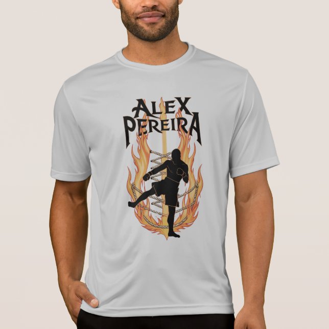 Camiseta Alex Pereira Flaming Kick T-Shirt – Bold Fighter D (Frente)