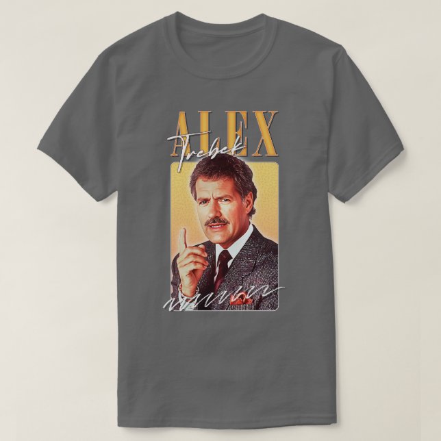Camiseta Alex Trebek - Design de Ventilador Retroestético (Frente do Design)
