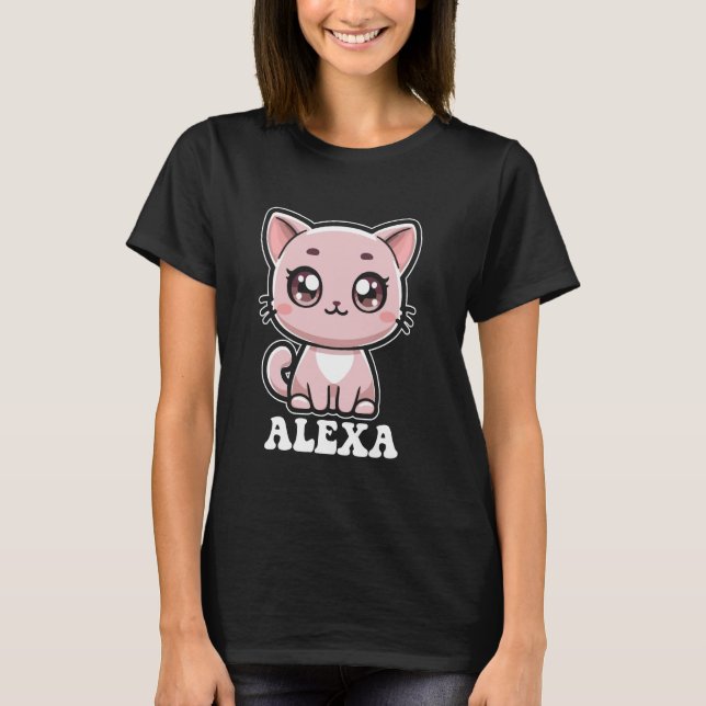 Camiseta Alexa Cute Kitty Cat Design para Nome das Rapariga (Frente)