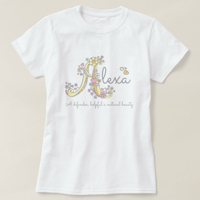 Camiseta Alexa garotas nome significa monograma senhoras (Frente do Design)