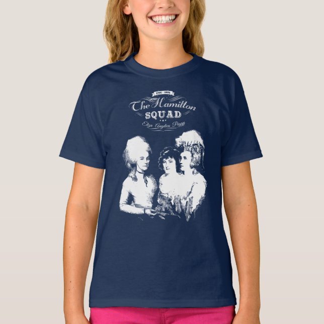 Camiseta Alexander Hamilton. Eliza, angélica, Peggy (Frente)