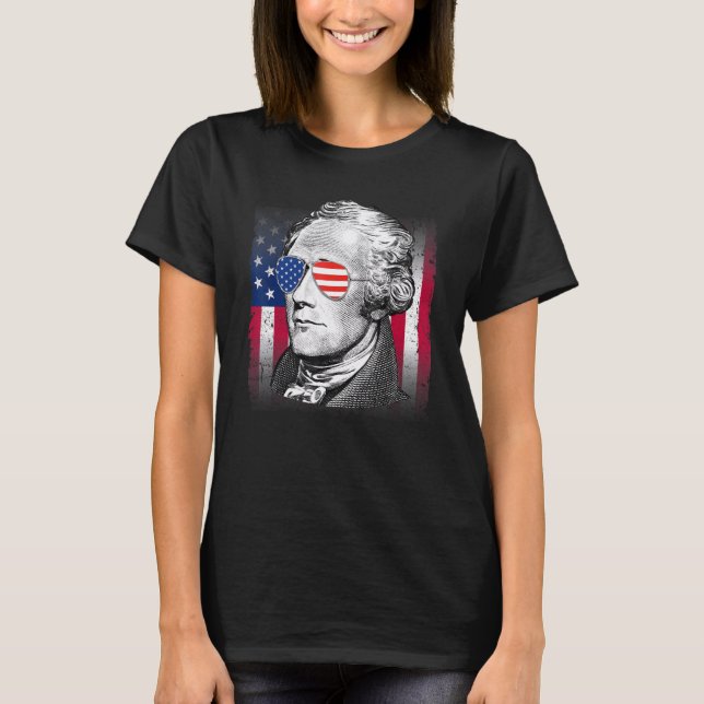 Camiseta Alexander Hamilton EUA Bandeira Patriótica America (Frente)