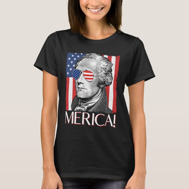 Camiseta Alexander Hamilton 'Merica Patriot American Flag 4 (Frente)